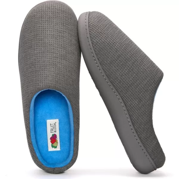 imageFruit of the Loom Mens Ribbed Jersey Clog  Comfortable Memory Foam Sole IndoorOutdoor Machine WashableGrey