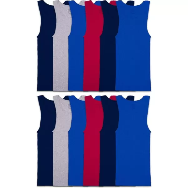 imageFruit of the Loom Mens TagFree Tank AShirt 12 PackAssorted Colors Small