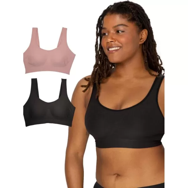 imageFruit of the Loom Womens Everyday Smooth Wireless Bra Full Coverage Shaper Bralettes with Strategic Support for ComfortBlackRose Shadow