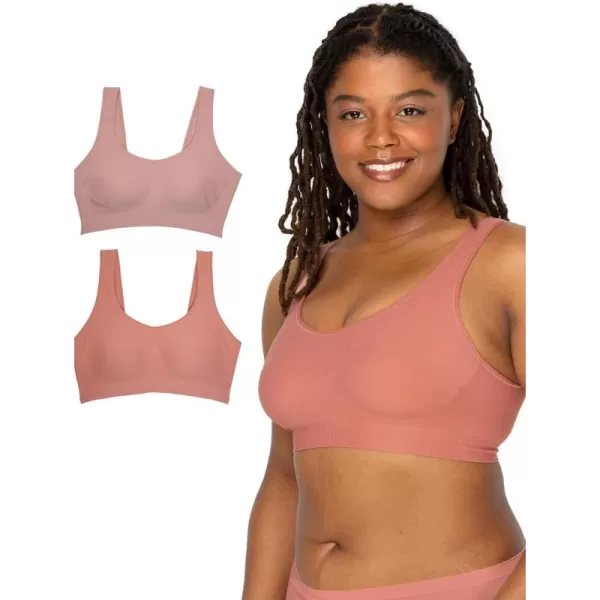 imageFruit of the Loom Womens Everyday Smooth Wireless Bra Full Coverage Shaper Bralettes with Strategic Support for ComfortDesertduskRose Shadow