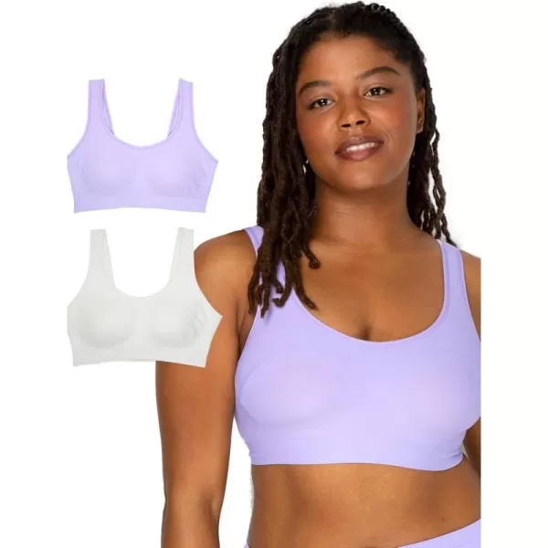 imageFruit of the Loom Womens Everyday Smooth Wireless Bra Full Coverage Shaper Bralettes with Strategic Support for ComfortLilac WhisperWhite