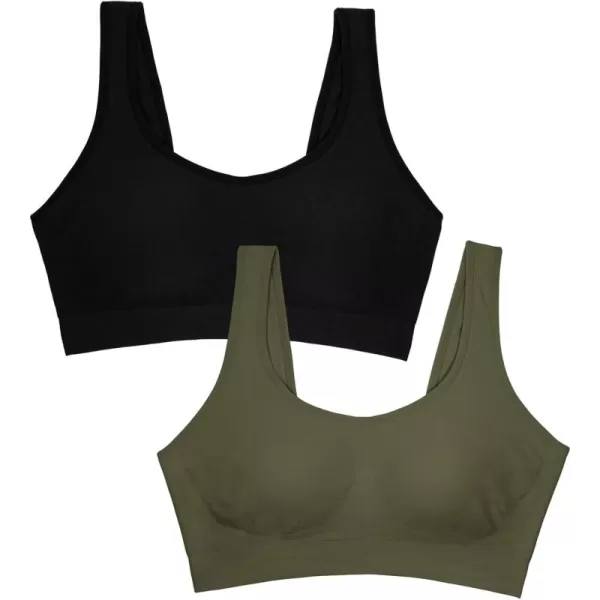 imageFruit of the Loom Womens Everyday Smooth Wireless Bra Full Coverage Shaper Bralettes with Strategic Support for ComfortOlive NightBlack Hue