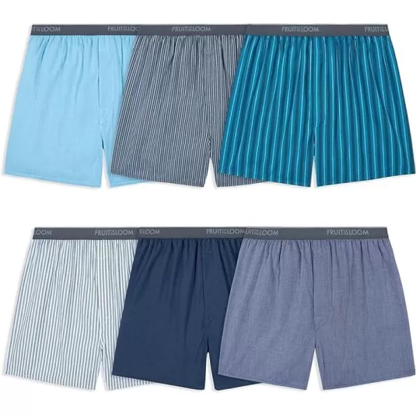 imageFruit of the Loom mens Tag Free Woven Boxer Shorts Relaxed Fit Moisture Wicking Assorted Color MultipacksAssorted