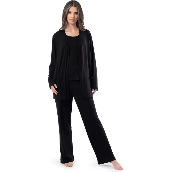 imageFruit of the Loom womens Breathable Tank Top Pant and Cardigan Sleep SetBlack