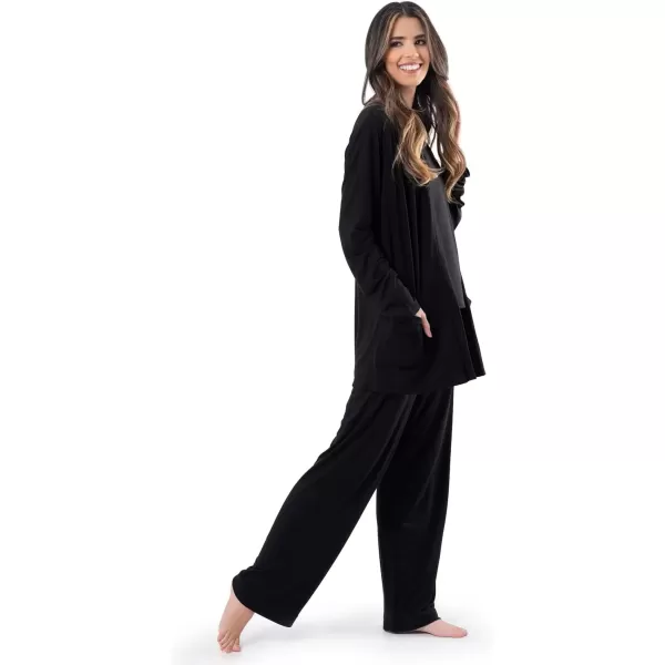 imageFruit of the Loom womens Breathable Tank Top Pant and Cardigan Sleep SetBlack