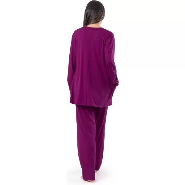 imageFruit of the Loom womens Breathable Tank Top Pant and Cardigan Sleep SetBoysenberry