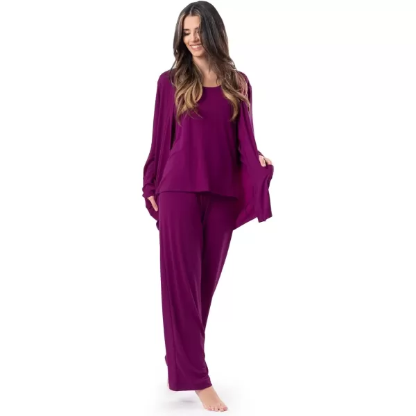 imageFruit of the Loom womens Breathable Tank Top Pant and Cardigan Sleep SetBoysenberry