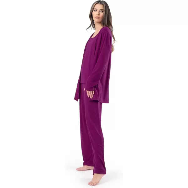 imageFruit of the Loom womens Breathable Tank Top Pant and Cardigan Sleep SetBoysenberry