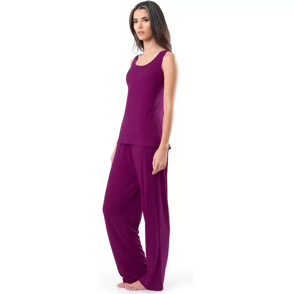 imageFruit of the Loom womens Breathable Tank Top Pant and Cardigan Sleep SetBoysenberry