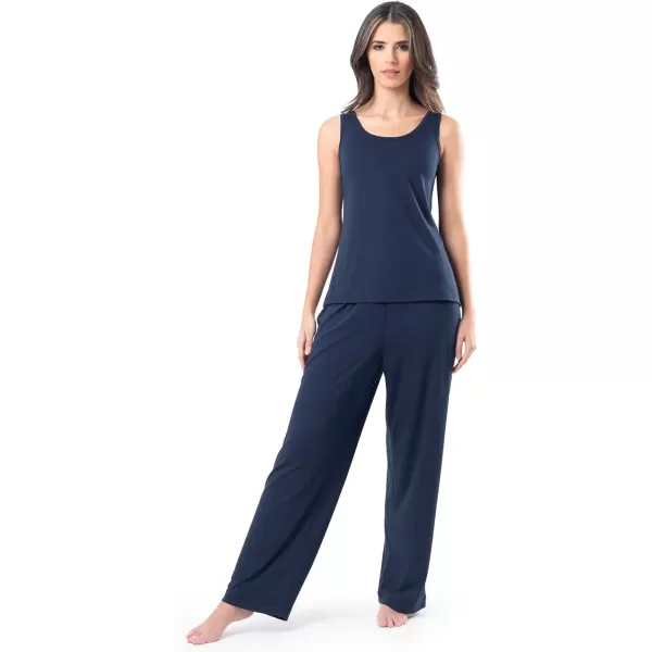 imageFruit of the Loom womens Breathable Tank Top Pant and Cardigan Sleep SetMidnight Blue