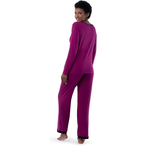 imageFruit of the Loom womens Long Sleeve Tee and Pant 2 Piece Sleep SetBoysenberry