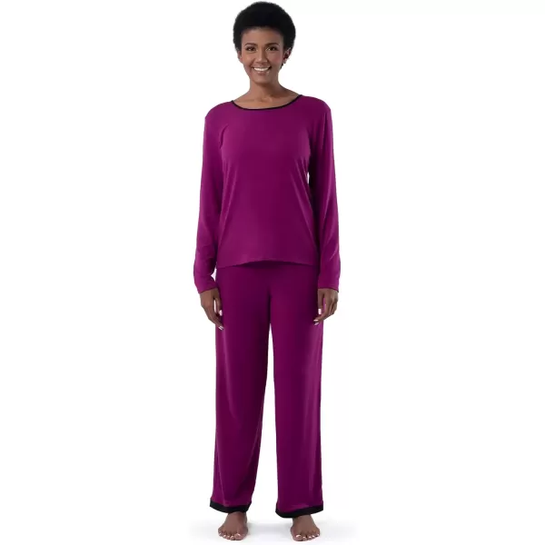 imageFruit of the Loom womens Long Sleeve Tee and Pant 2 Piece Sleep SetBoysenberry