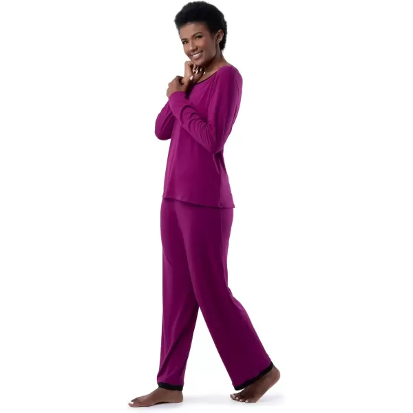 imageFruit of the Loom womens Long Sleeve Tee and Pant 2 Piece Sleep SetBoysenberry