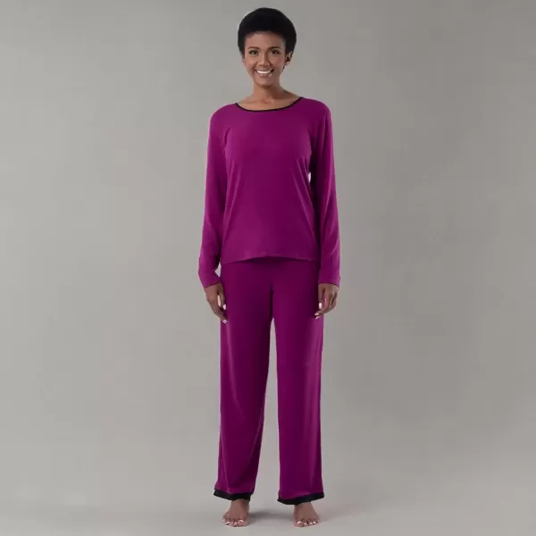 imageFruit of the Loom womens Long Sleeve Tee and Pant 2 Piece Sleep SetBoysenberry