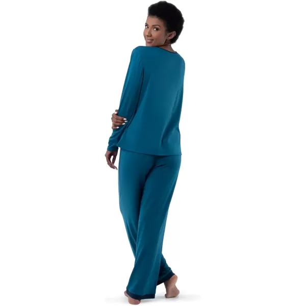 imageFruit of the Loom womens Long Sleeve Tee and Pant 2 Piece Sleep SetDark Sea