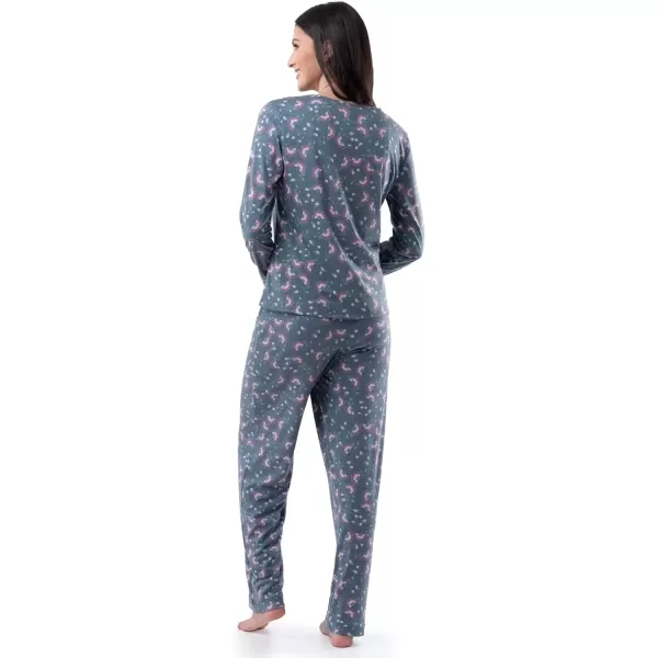 imageFruit of the Loom womens Long Sleeve Tee and Pant 2 Piece Sleep SetFloral Print