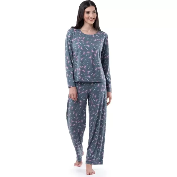 imageFruit of the Loom womens Long Sleeve Tee and Pant 2 Piece Sleep SetFloral Print