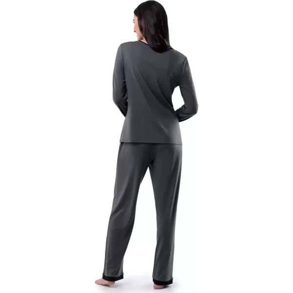 imageFruit of the Loom womens Long Sleeve Tee and Pant 2 Piece Sleep SetGrey