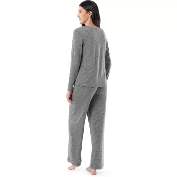 imageFruit of the Loom womens Long Sleeve Tee and Pant 2 Piece Sleep SetHeather Grey