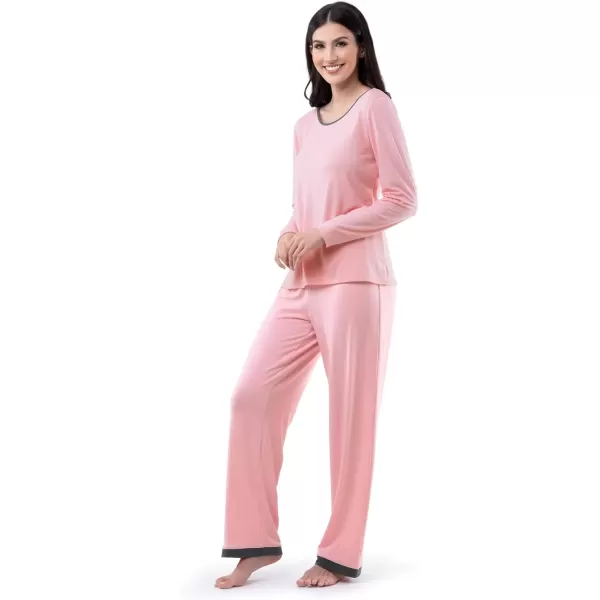 imageFruit of the Loom womens Long Sleeve Tee and Pant 2 Piece Sleep SetSoft Pink