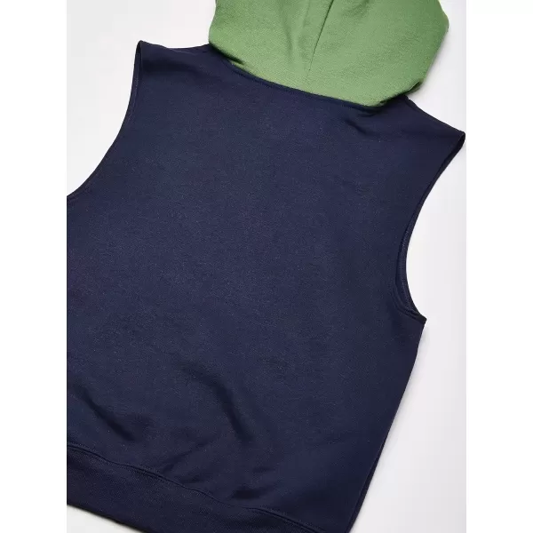 imageFruit of the Loom Boys Fleece Full Zip Sleeveless Vest Ghost NavyGametime GreenCharcoal Heather Small