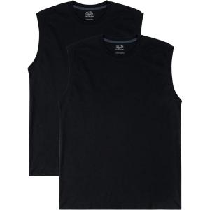 imageFruit of the Loom Mens EverSoft Cotton Sleeveless Moisture Wicking TShirts with Odor ControlMuscle  2 Pack  Black