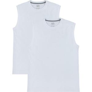 imageFruit of the Loom Mens EverSoft Cotton Sleeveless Moisture Wicking TShirts with Odor ControlMuscle  2 Pack  White