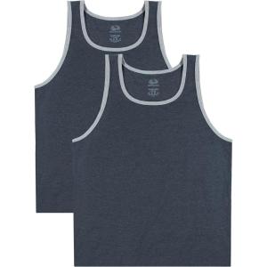 imageFruit of the Loom Mens EverSoft Cotton Sleeveless Moisture Wicking TShirts with Odor ControlTank  2 Pack  Black Heather