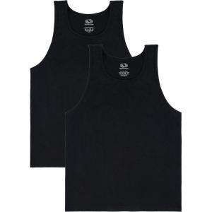 imageFruit of the Loom Mens EverSoft Cotton Sleeveless Moisture Wicking TShirts with Odor ControlTank  2 Pack  Black Ink