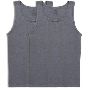 imageFruit of the Loom Mens EverSoft Cotton Sleeveless Moisture Wicking TShirts with Odor ControlTank  2 Pack  Charcoal Heather