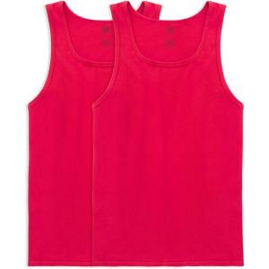 imageFruit of the Loom Mens EverSoft Cotton Sleeveless Moisture Wicking TShirts with Odor ControlTank  2 Pack  Red