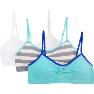 imageFruit of the Loom Girls Seamless Trainer Bra with Removable Modesty PadsMed StripeSoft BlueWhite 3pack