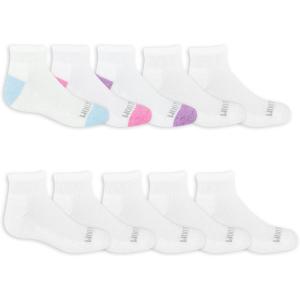 imageFruit Of the Loom Girls Everyday Lightweight Sport Quarter Sock 10 PackWhite