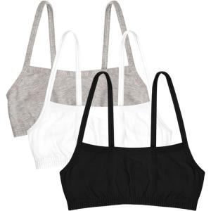 imageFruit of the Loom Girls Cotton Spaghetti Strap Sport BraBlack HueWhiteGrey