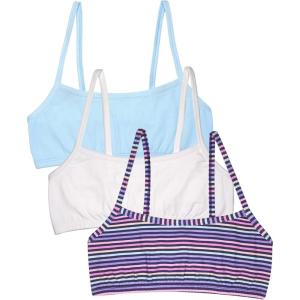 imageFruit of the Loom Girls Cotton Spaghetti Strap Sport BraHappy StripeWhiteEyeshadow