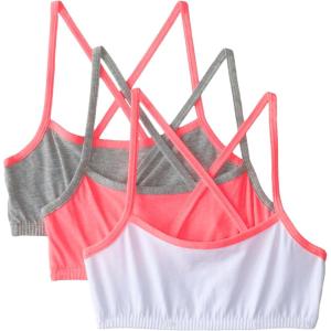 imageFruit of the Loom Girls Cotton Spaghetti Strap Sport BraStrawberry HeatherGreyWhite