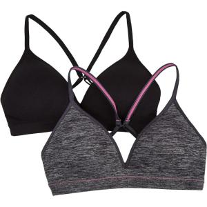 imageFruit of the Loom Girls Seamless Soft Cup Bra 2PackDark Grey HeatherBlack Hue