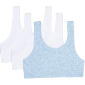 imageFruit of the Loom Girls Cotton Builtup Stretch Sports BraWhiteCadet BlueWhite