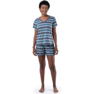 imageFruit of the Loom Womens Short Sleeve Tee and Short 2 Piece Sleep SetBlue Stripe