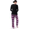 imageFruit of the Loom Womens Waffle Vneck Top and Flannel Pant Sleep SetBlackBuffalo Plaid