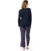 imageFruit of the Loom Womens Waffle Vneck Top and Flannel Pant Sleep SetNavyHoliday Plaid