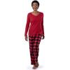 imageFruit of the Loom Womens Waffle Vneck Top and Flannel Pant Sleep SetRadiant RedBuffalo Check