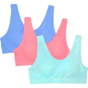 imageFruit of the Loom Girls Seamless Stretch Sports BraCornflower BluePeach SorbetAruba Blue