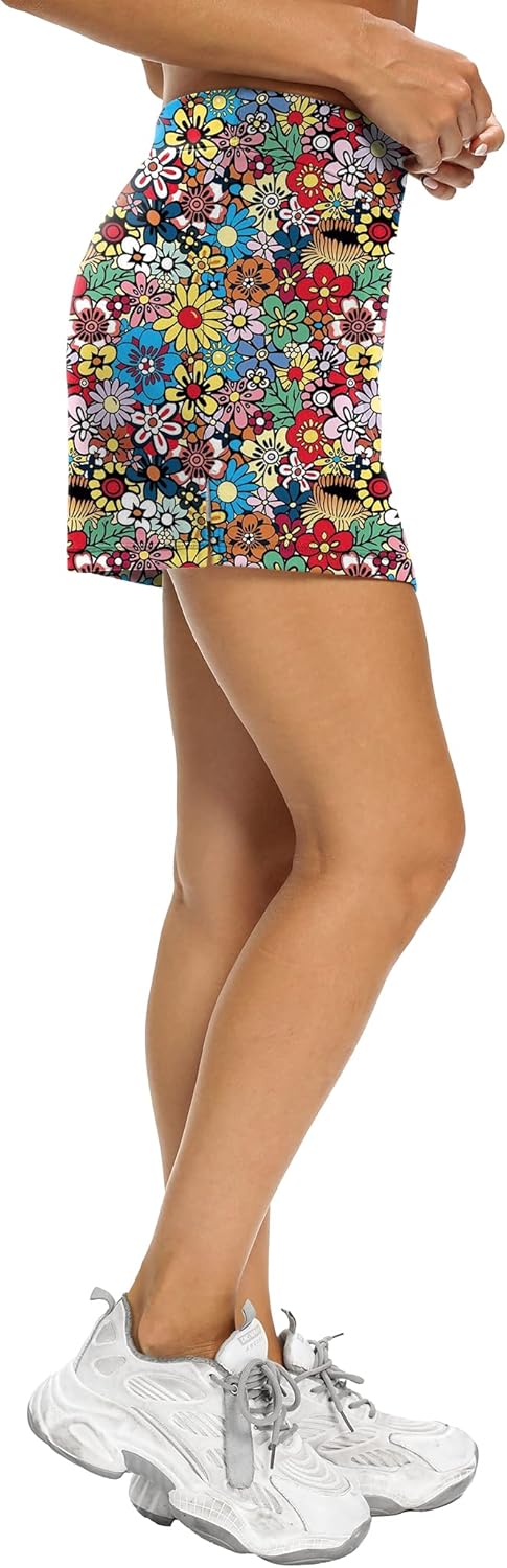 LouKeith Tennis Skirts for Women Golf Athletic Activewear Skorts Mini Summer Workout Running Shorts with PocketsPattern 3colorful Flowers