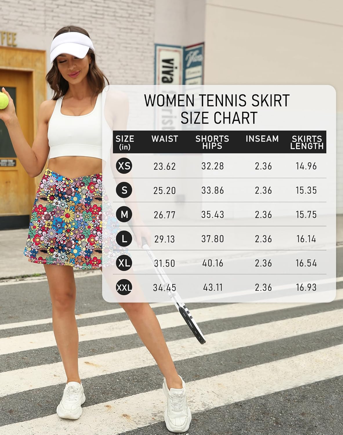 LouKeith Tennis Skirts for Women Pleated Crossover High Waisted Athletic Workout Golf Skorts Skirts with Shorts PocketPattern4colorful Flowers