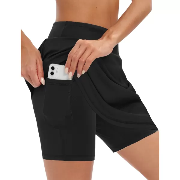 LouKeith 19quot Knee Length Skorts Skirts for Women Tennis Skirts Athletic Golf Skorts Casual Workout Skirt with Shorts PocketsBlack