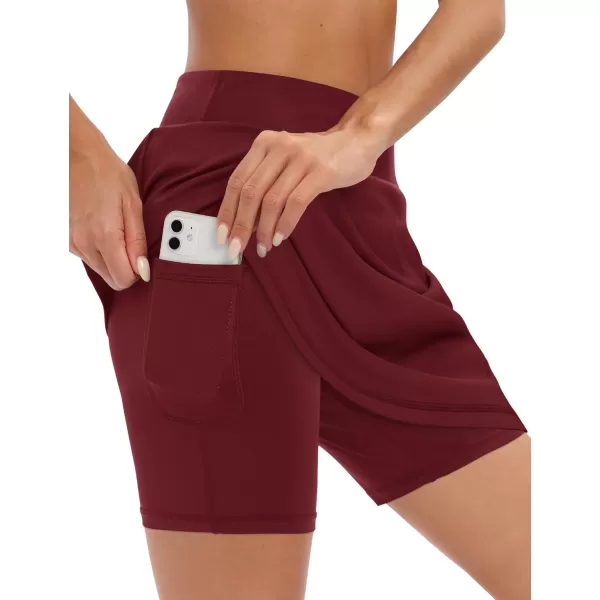 LouKeith 19quot Knee Length Skorts Skirts for Women Tennis Skirts Athletic Golf Skorts Casual Workout Skirt with Shorts PocketsBurgundy
