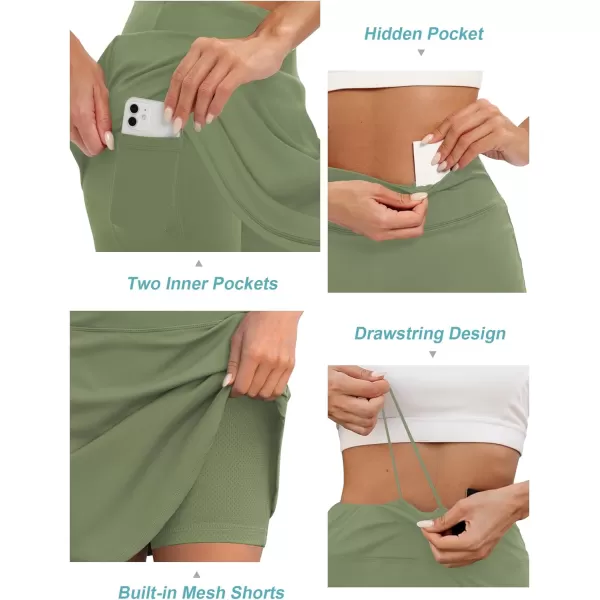 LouKeith 19quot Knee Length Skorts Skirts for Women Tennis Skirts Athletic Golf Skorts Casual Workout Skirt with Shorts PocketsGreen