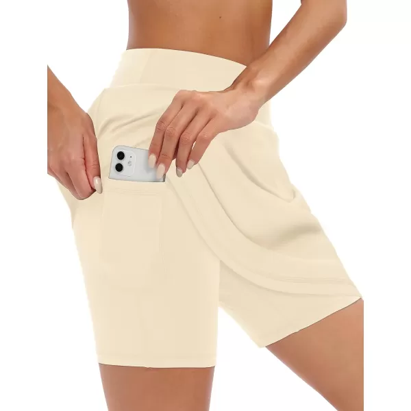 LouKeith 19quot Knee Length Skorts Skirts for Women Tennis Skirts Athletic Golf Skorts Casual Workout Skirt with Shorts PocketsKhaki