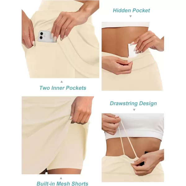 LouKeith 19quot Knee Length Skorts Skirts for Women Tennis Skirts Athletic Golf Skorts Casual Workout Skirt with Shorts PocketsKhaki